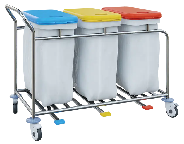 VNP Plus 03 vozík na prádlo a tříděný odpad, víko modré, žluté a červené